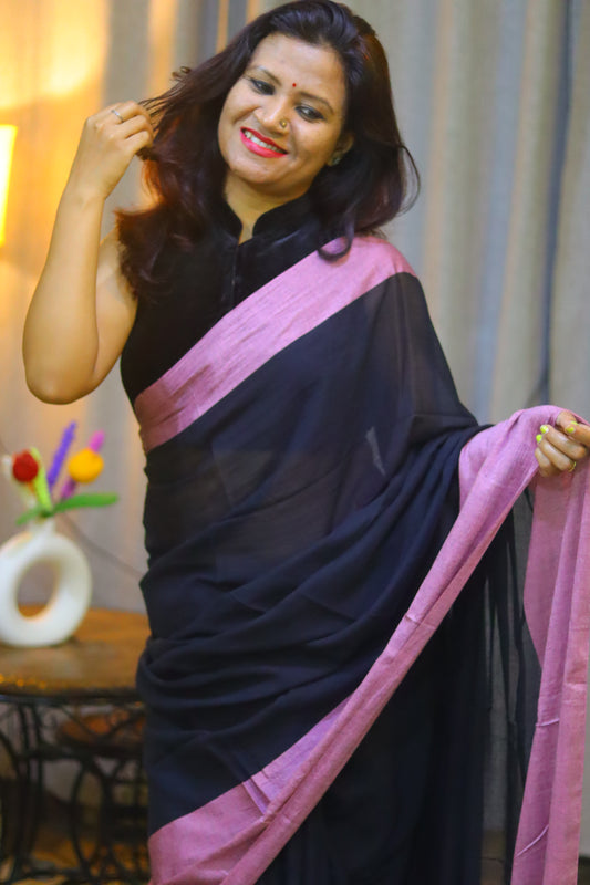 Black n purple sari