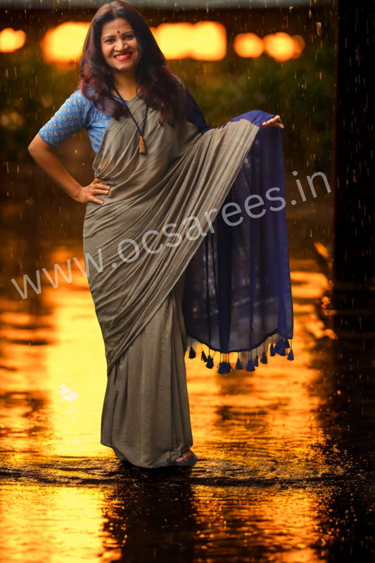 Neel dhundh ( grey and blue saree)