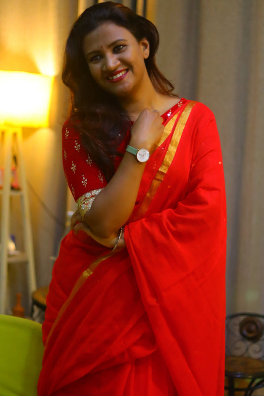 Rosy day ( Mul cotton pooja saree)