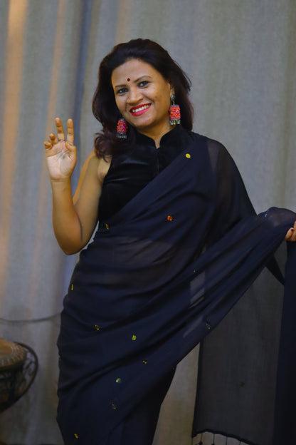 Dark night chumki saree
