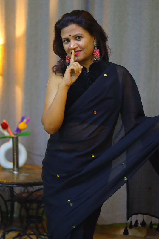 Dark night chumki saree
