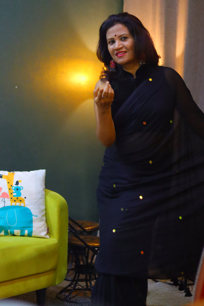 Dark night chumki saree