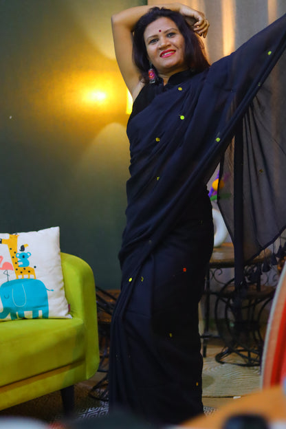 Dark night chumki saree