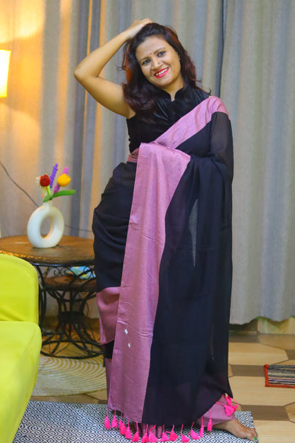 Black n purple sari
