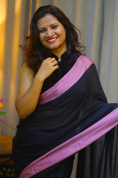 Black n purple sari