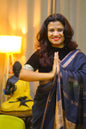 Tamra kanya- Black linen saree