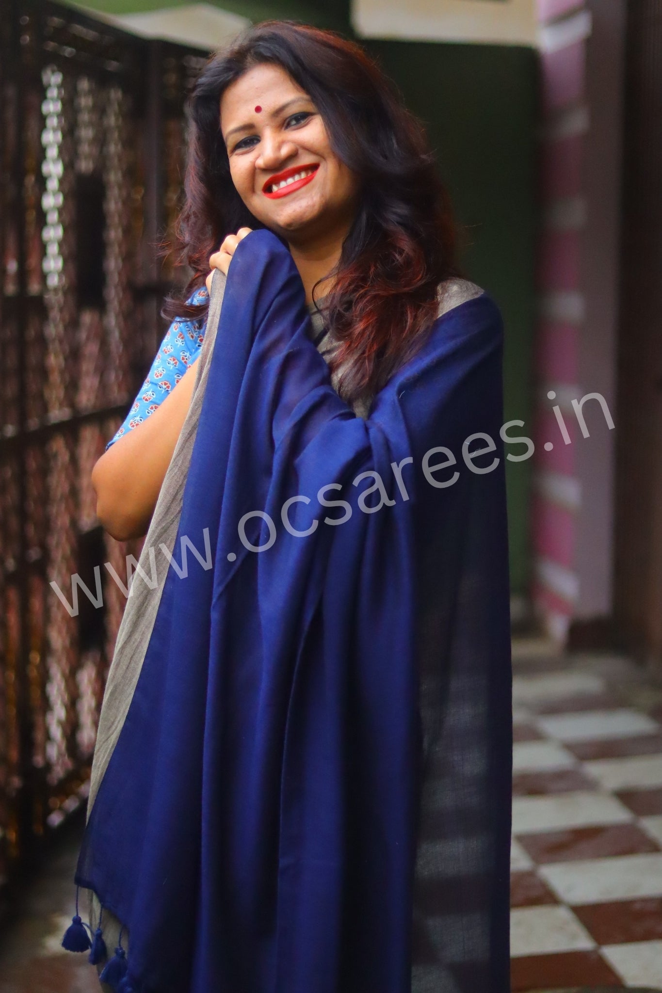 Neel dhundh ( grey and blue saree)