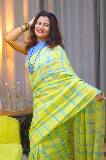 Haridra Tara - turmeric yellow linin saree