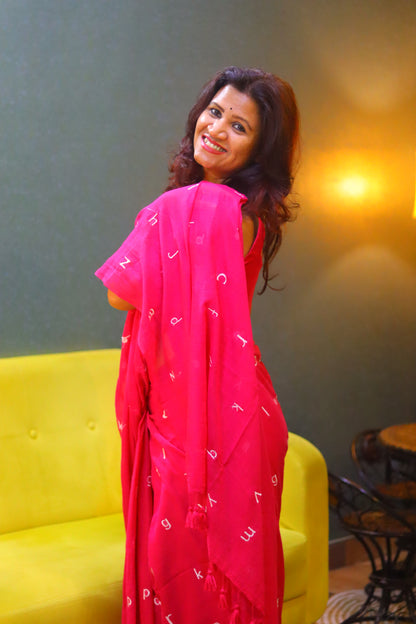 Akshar pink - alphabets saree