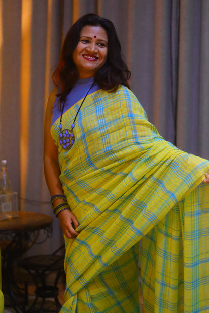 Haridra Tara - turmeric yellow linin saree
