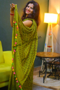 Mehndi ki raat ( dark moss green mul cotton saree)