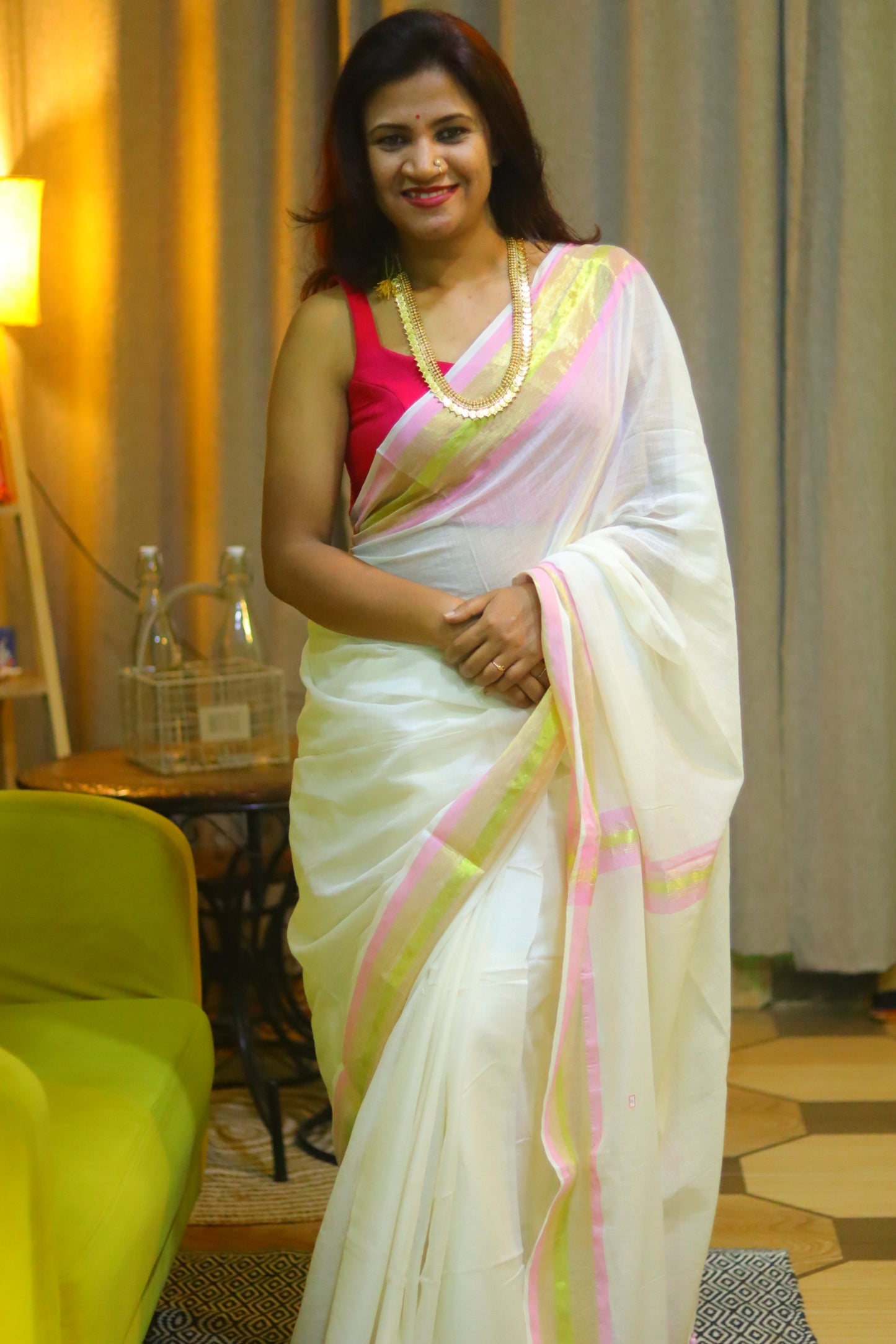 Pink sky (south indian mul cotton)