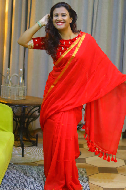 Rosy day ( Mul cotton pooja saree)