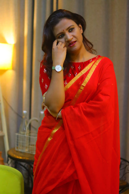 Rosy day ( Mul cotton pooja saree)