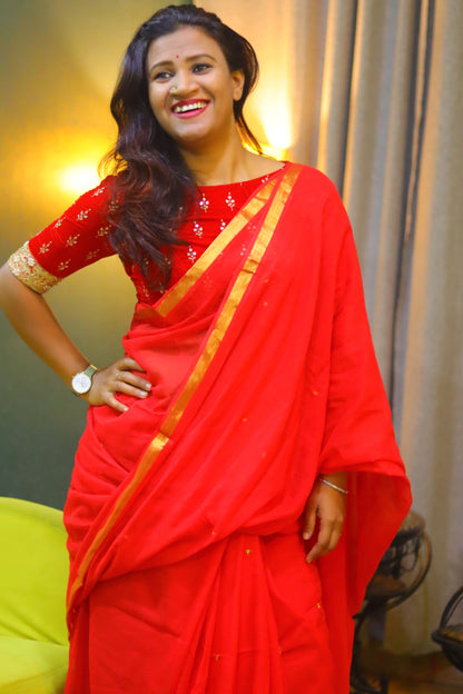 Rosy day ( Mul cotton pooja saree)